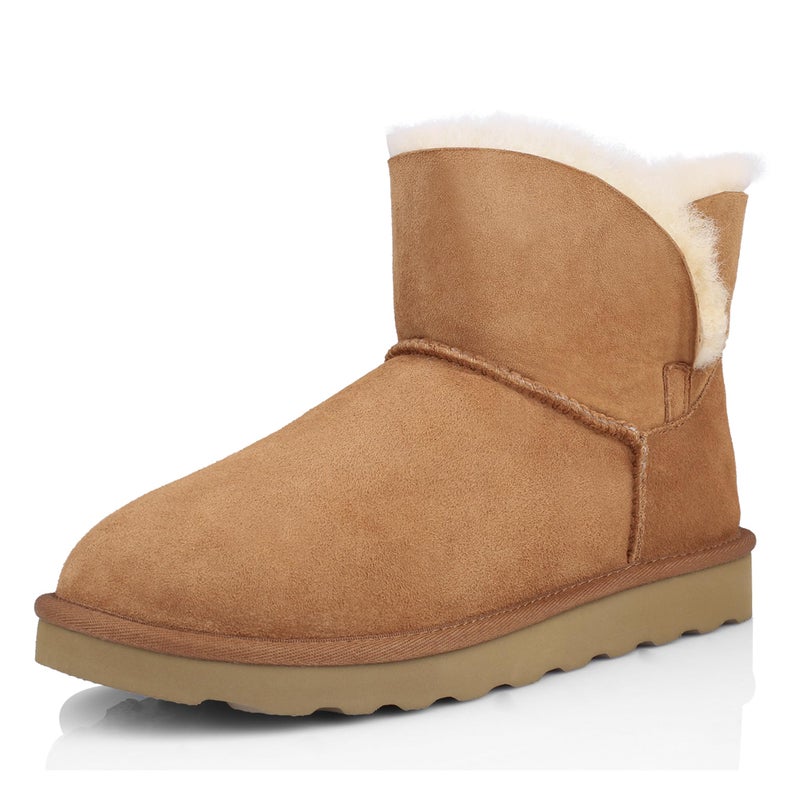 WaySoft Genuine Australia Sheepskin Snow Winter Boots for Women, Classic Water Resistance Shearling Boots Women (7, Chestnut) - Image 1
